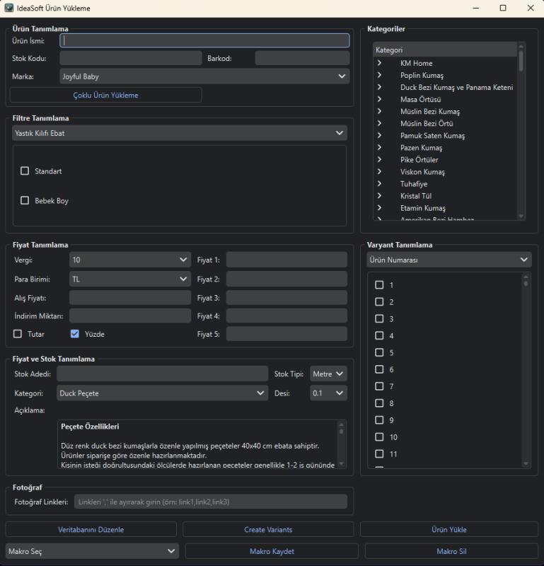 IdeaSoft Product Upload Application